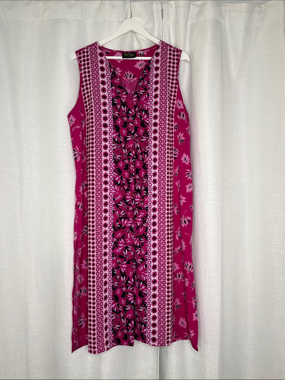Bob Mackie Fuchsia Pink Floral Maxi Dress